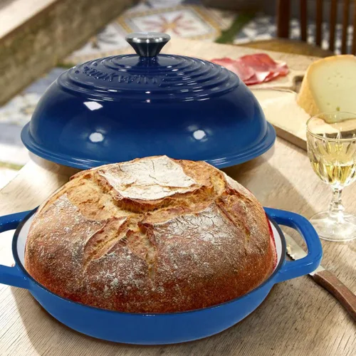 Vista 6 de Horno de pan esmaltado del arrabio de 6 cuartos de galón, horno holandés Azul marino