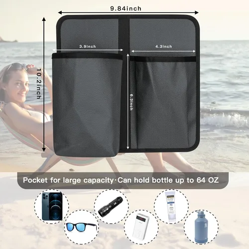 Vista 3 de Xxerciz Soporte universal para tazas para silla de campamento, soporte universal para botella de agua para silla reclinable de patio, silla de Gris