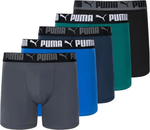 Vista 11 de PUMA Paquete de 5 calzoncillos tipo bóxer Performance para hombre Azul marino/rojo/negro