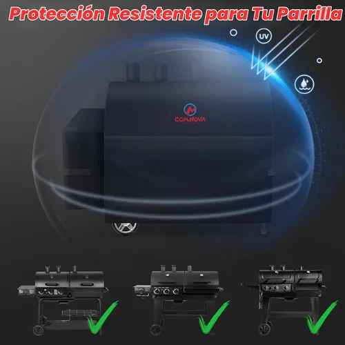Vista 4 de Comnova Cubierta de Parrilla para Char Griller de 3 Quemadores de Combustible Dual – Cubierta de Ahumador 600D para Char Griller, Cubierta