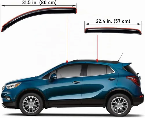 Vista 2 de Lightronic Visera de ventana de ventilación automática con clip extra duradera, se adapta a Buick Encore 2013-2022 (no compatible con GX), Chevrolet
