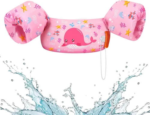 Vista 26 de HeySplash Swim Vest for Kids, Puddle Float Jumper with Safety Buckle Un tiburón azul