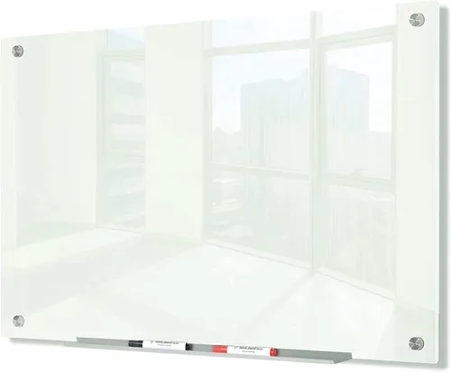 Vista 24 de J&J worldwide Pizarra blanca de vidrio magnético negro de 47 x 35 pulgadas, sin marco, de vidrio templado, borrado en seco, para montaje en pared