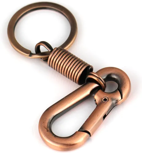 Vista 7 de Maycom Llavero simple de estilo retro resistente con forma de mosquetón, anillo para llaves, llavero, portallaves, S, Negro