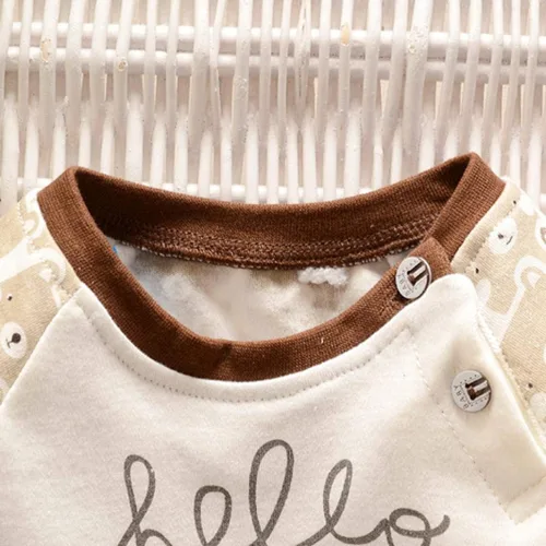 Vista 4 de Conjunto de ropa de otoño para bebés de 0 a 3 años de edad, con capucha de dibujos animados y pantalones