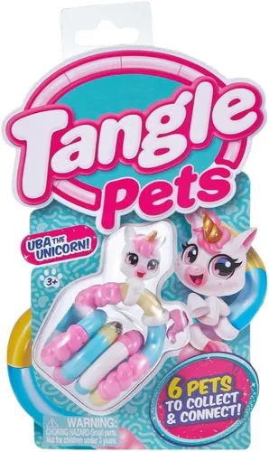 Vista 3 de TANGLE Jr. Pets (paquete de 2) – Uba The Unicorn and Linky The Flamingo – Juguetes para ansiedad para mascotas enredadas – Juguete para ansiedad