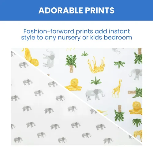 Vista 4 de Delta Children babyGap TrueSleep - Sábanas ajustables para cuna y niños pequeños (paquete de 2 unidades), diseño de amigos de safari (paquete de 2)