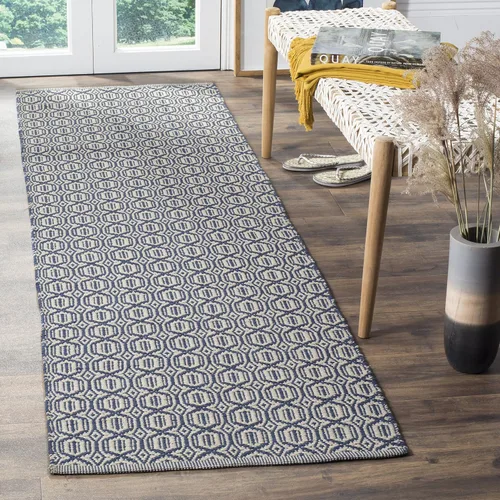 Vista 19 de SAFAVIEH Colección Montauk - Alfombra decorativa de 3 x 5 pies, color marfil y azul marino, tejido plano bohemio hecho a mano, de algodón, ideal