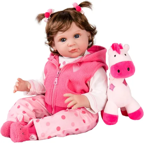 Vista 12 de Aori Muñecas Reborn de 22 pulgadas – Muñeca de bebé realista para niños de 3 años en adelante – Bebé recién nacido realista con traje rosa – Cuerpo