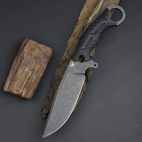 Vista 3 de Cuchillo de hoja fija de 12.2 pulgadas, mango de acero G10 DC53, cuchillo de garra para exteriores, herramientas EDC de campamento, fundas Kydex