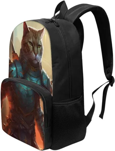 Vista 3 de AmzPrint Mochila de panda para niños y niñas, mochila escolar para escuela primaria y secundaria, regalo de regreso a la escuela, Soldado gato