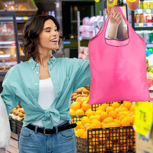 Vista 7 de Silkfly 24 bolsas de comestibles reutilizables plegables duraderas para reciclaje a granel con asas, bolsa de almacenamiento lavable