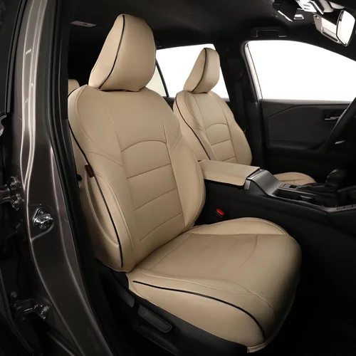 Vista 23 de EKR - Juego completo de fundas de asiento de cuero para automóvil de ajuste personalizado (color negro)
