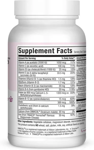 Vista 2 de Maxi Health Vitaminas prenatales para mujeres con metil folato, cápsulas pequeñas de vitaminas prenatales fáciles de tragar, más de 20 vitaminas