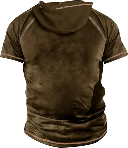 Vista 2 de Camisa de manga corta para hombre, ajuste delgado, cómoda, estampada, para exteriores, con botones, para calle