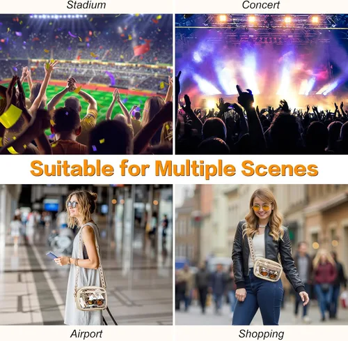 Vista 7 de MoKo Clear Bag for Stadium Events - Multi Pockets Clear Sling Purse Crossbody Bag with Adjustable Shoulder Strap Stadium Events, Multi Pockets