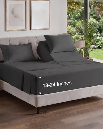 Vista 454 de Extra Deep Twin XL Sheet Set - 3 Piece College Dorm Room - White 01-Blanco