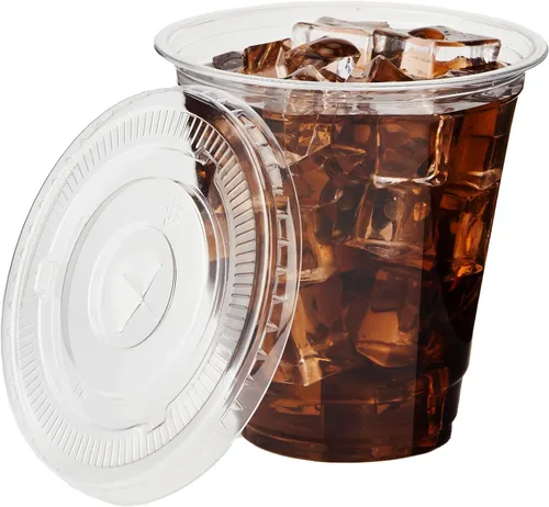 Vista 10 de YEEHAW Paquete de 50 vasos de plástico transparente de 9 onzas con tapas planas, vasos desechables con tapas con ranura para pajita para bebidas