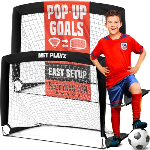 Vista 8 de NET Playz 4ftx3ft Easy Fold-Up Portable Training Soccer Goal, 36" D x 48" W x 36" H