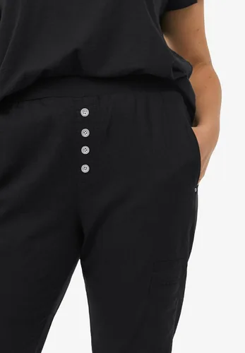 Vista 4 de Ellos Capri de lino con cintura elástica para mujer, talla grande