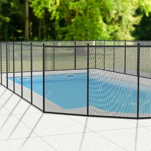 Vista 8 de VINGLI Valla de seguridad para piscina de 4 pies x 12 pies, negra, valla para piscina enterrada