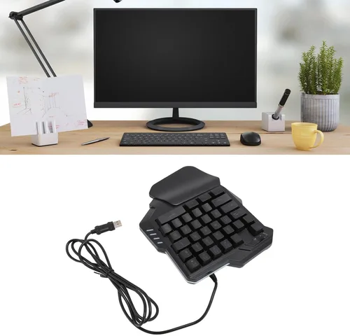 Vista 6 de Diyeeni Teclado para juegos con una sola mano, 35 teclas RGB teclado mecánico para juegos, teclado ergonómico profesional para juegos con teclas