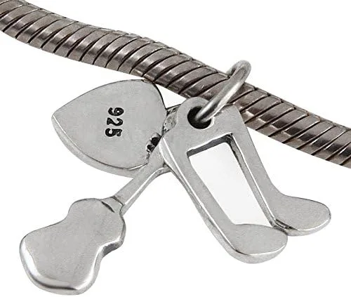 Vista 2 de ABUN - Abalorio de plata de ley 925 con diseño de corazón con texto en inglés "I Love Music