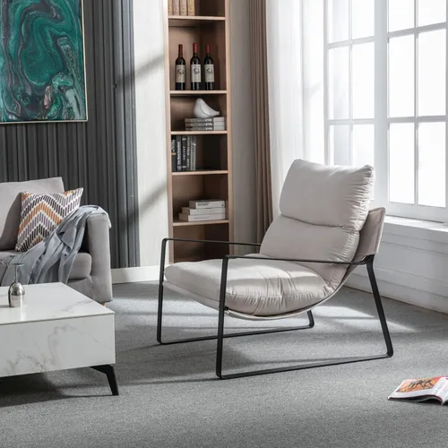 Vista 6 de Ya-Home Mid-Century - Silla decorativa, silla de lectura tapizada de Beige