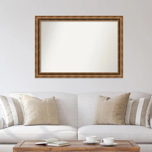 Vista 808 de Amanti Art Espejo de pared personalizado no biselado (25 x 25 pulgadas), marco de bronce acentuado, varios tamaños personalizados, espejo de baño
