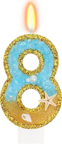 Vista 12 de Vela número 1 de estrella de mar de playa para decoración de pastel Plata