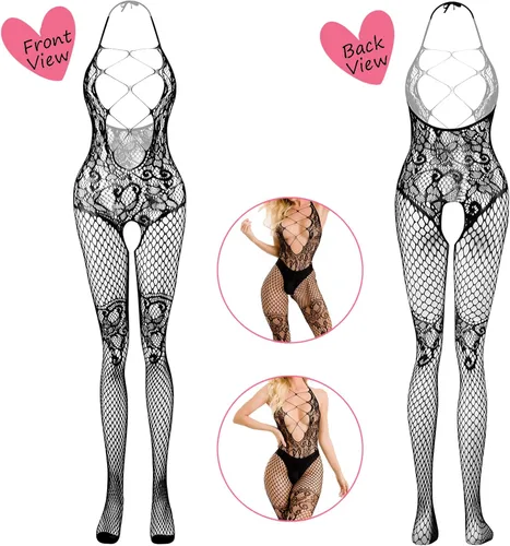 Vista 4 de Women's Fishnet Lingerie Lace Stockings Bodysuits Mesh Babydoll for Women