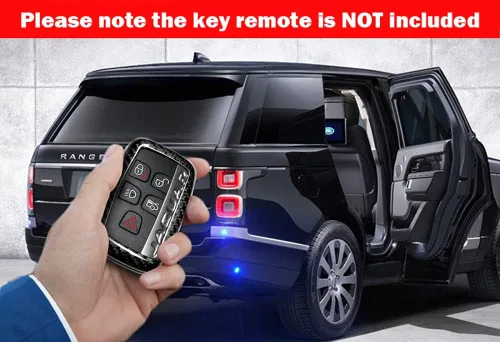 Vista 4 de Carcasa para llave de coche, color rojo con acabado de fibra de carbono, compatible con Range Rover Evoque Velar Discovery LR4 Land Rover