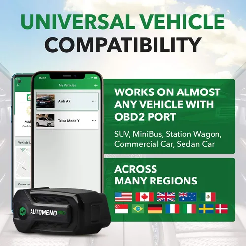 Vista 5 de AUTOMEND PRO OBD2 Escáner Bluetooth – Lector de código herramienta de diagnóstico de coche, compatible con iOS, Android Escáner OBD2 universal
