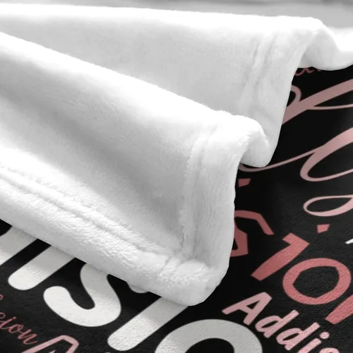 Vista 6 de Manta con nombre personalizada para niños y adultos – Manta de franela personalizada con nombre – Personalizada para cumpleaños, San Valentín, Negro