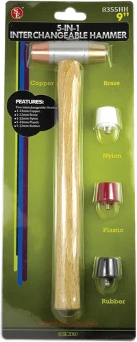 Vista 5 de SE Martillo intercambiable dual 5 en 1 - Cobre roscado, caras de latón - Martillo de armería de 9 pulgadas - 8355HH