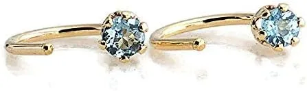 Vista 3 de Aretes de aro de oro con piedra natal para mujer, aretes pequeños para cartílago, hipoalergénicos, con cierre de tornillo, delicado abrazo