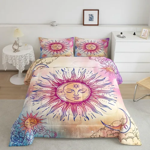 Vista 77 de Erosebridal Edredón de Gatos Lindos para Niños con Líneas de Arcoíris Neón, Juego de Ropa de Cama Individual para Niñas, Niños y Adolescentes, Gatos