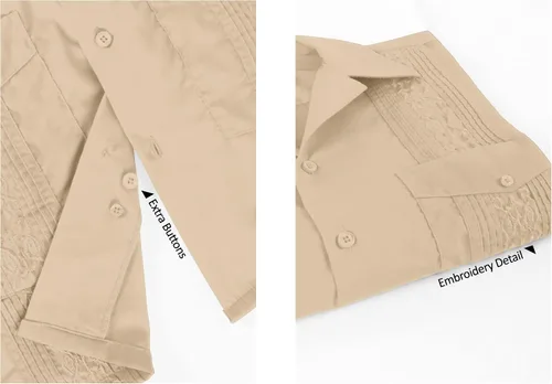 Vista 2 de Camisa de manga corta de guayabera cubana, boda cigarro playa barman casual