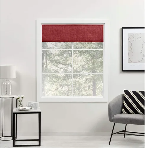 Vista 9 de Exclusive Home - Persiana Acadia 100% blackout de poliéster estilo romana, 23"x64", roja Rojo