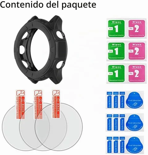 Vista 5 de Protector de pantalla de reloj para Garmin Forerunner 955 Solar y Funda protectora Vidrio templado 9H, película antiarañazos, alta definición