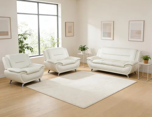 Vista 78 de Sofá modular de cuero, juego de muebles de sala de estar, 3 piezas, moderno, para sala de estar, apartamento, oficina, dormitorio, color blanco