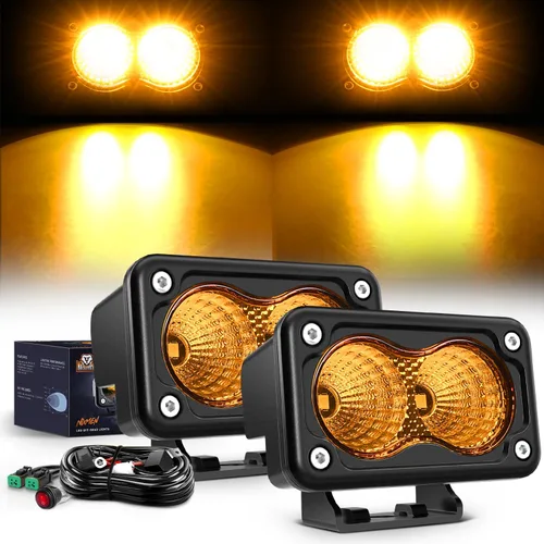 Vista 11 de Nilight 2 cápsulas de luz ámbar para motocicleta, 2 unidades, 3 pulgadas, 1070 lúmenes, inundación, conducción offroad, luces antiniebla auxiliares
