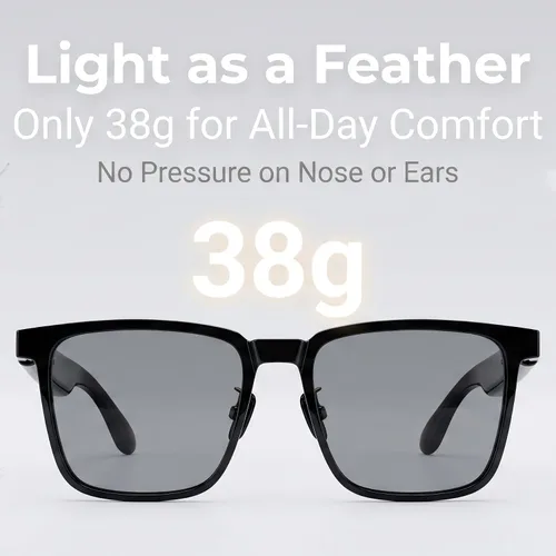 Vista 3 de Lentes inteligentes con altavoces Bluetooth, gafas de audio de oído abierto con clip magnético polarizado, bloqueo de luz azul, IPX56 impermeable