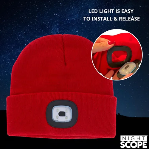 Vista 2 de Night Scope Rechargeable LED Warm Knit Beanie foe Women Men
