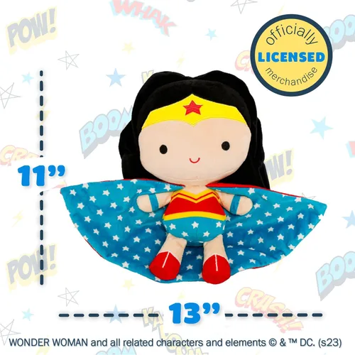 Vista 5 de Kids Preferred DC Comics Wonder Woman - Animal de peluche suave y abrazable para niños pequeños y niñas, regalo para niños, 11.5 pulgadas