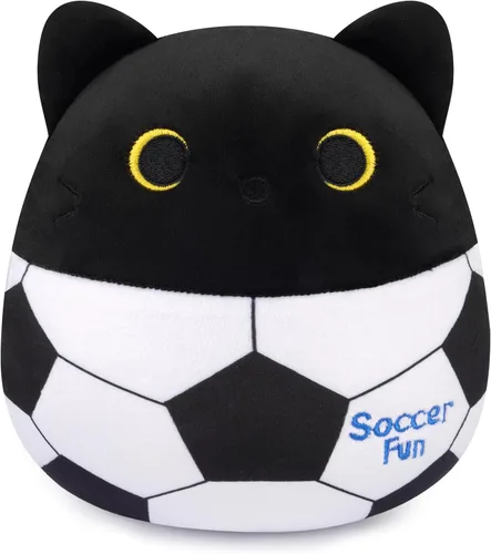 Vista 15 de Peluche de gato negro de 8 pulgadas con pastel, lindo regalo de cumpleaños negro para niñas, niños y gatos, decoración de la habitación del hogar