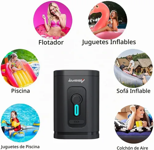 Vista 7 de Bomba de aire eléctrica, bomba de aire portátil para campamento al aire libre, cojines inflables, camas de colchón de aire, barcos, anillo