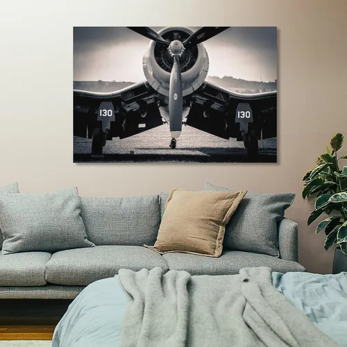 Vista 7 de F4U Pirate Fighter US Navy Aircraft Flight Militar Retro Fotografía en blanco y negro Aviati lienzo arte de pared impresiones para decoración