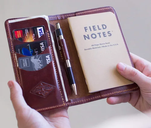 Vista 9 de Personalized Leather Field Notes Wallet, Field Notes Cover, Passport Wallet, Handmade in Arizona