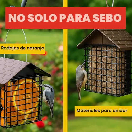Vista 8 de More Birds Comedero doble para tartas, protector meteorológico, construcción de acero